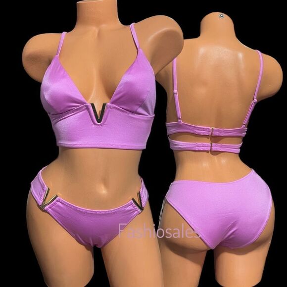 Victorias Secret Swim V-Hardware Padded Bikini Top XL & Cheeky bottoms L gelato - Picture 6 of 6